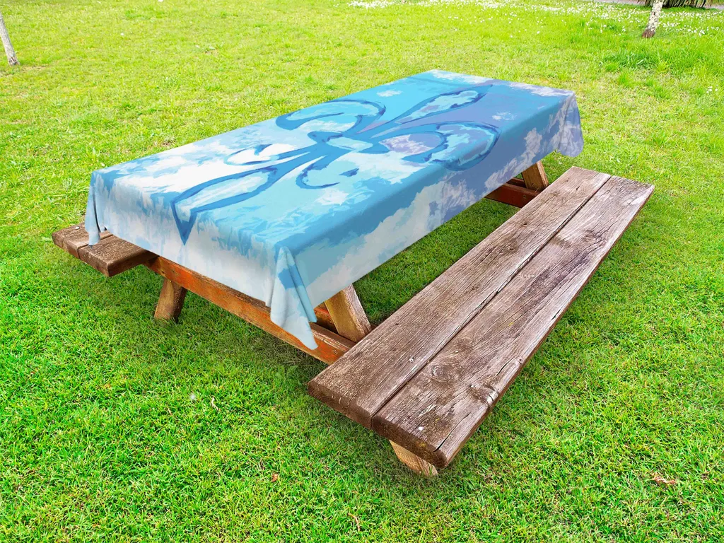 Tovaglia Blu Fleur de Lis 145x265 ABAKUHAUS Stile Queenly Antimacchia - 1