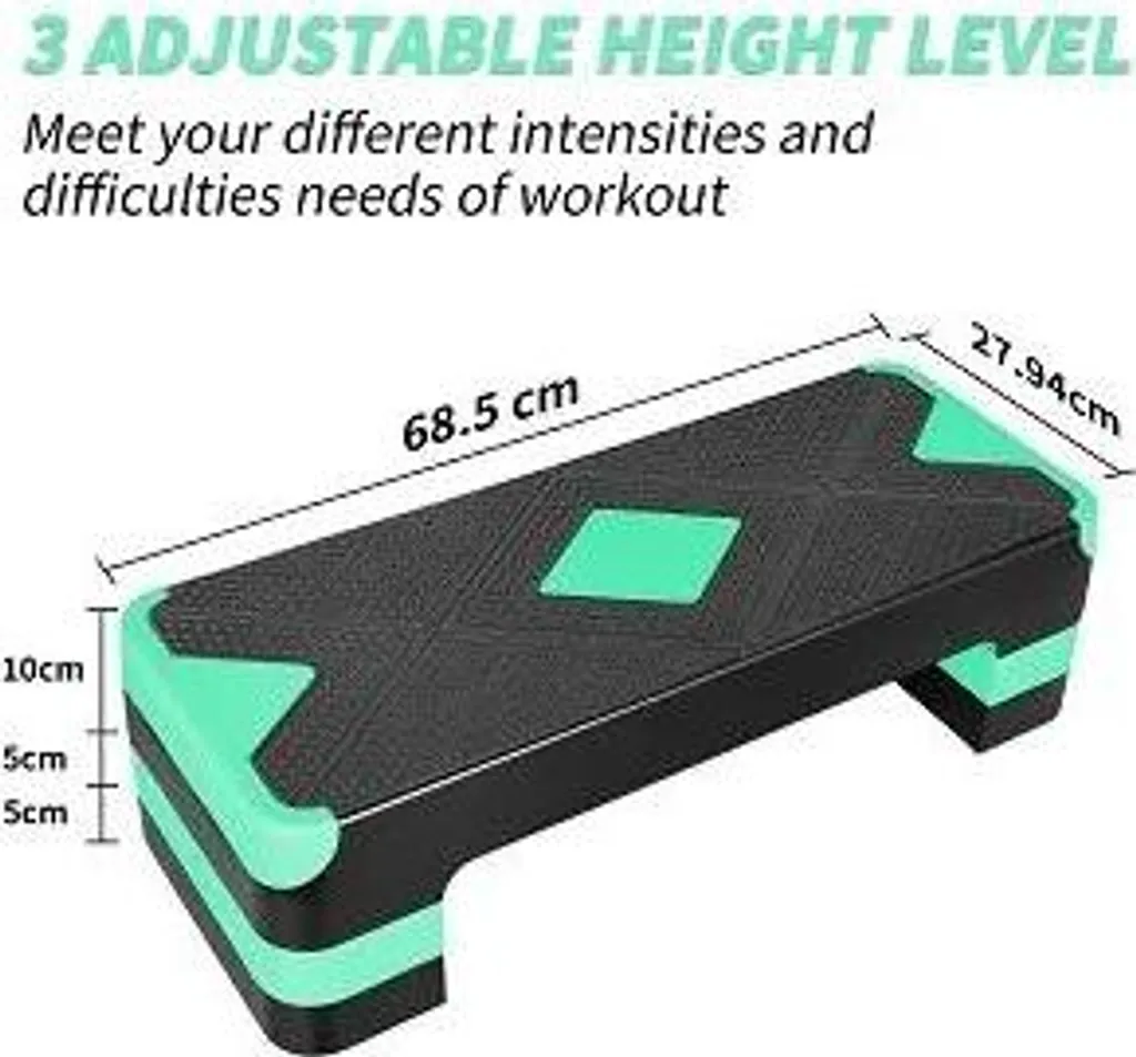 Step aérobic vert léger et réglable en hauteur pour fitness à la maison