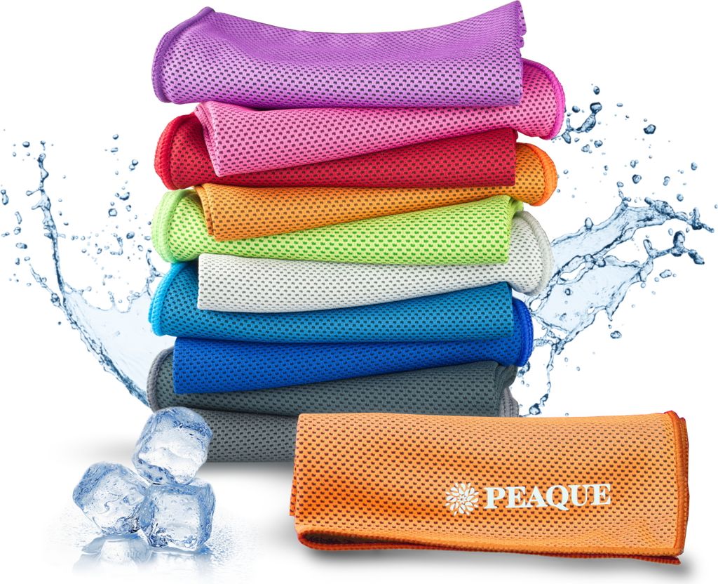 Mikrofaser Kühlhandtuch in Orange - kühlendes Handtuch für Sport, Fitness, Sommer - leicht, kompakt, schnelltrockend, saugstark