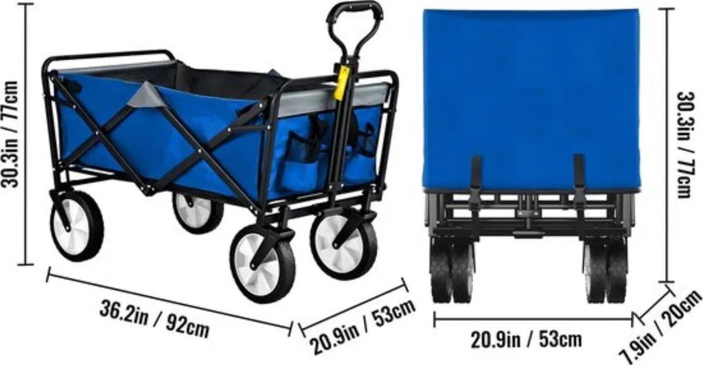 Bollerwagen pliable de 90L avec poignées réglables charge 80kg - 2