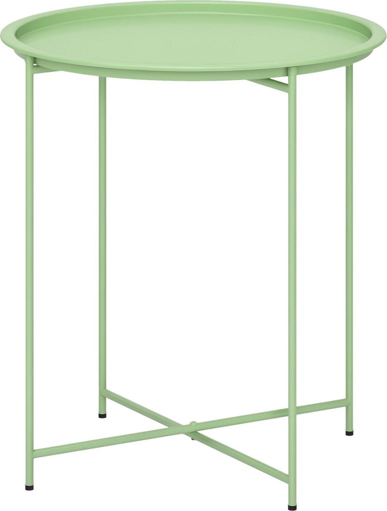 Runder Klapptisch, abnehmbares Tablett, ?46x53 cm, Grš¹n, Stahlgestell, erh?hter Rand, verstellbare Fš¹?e