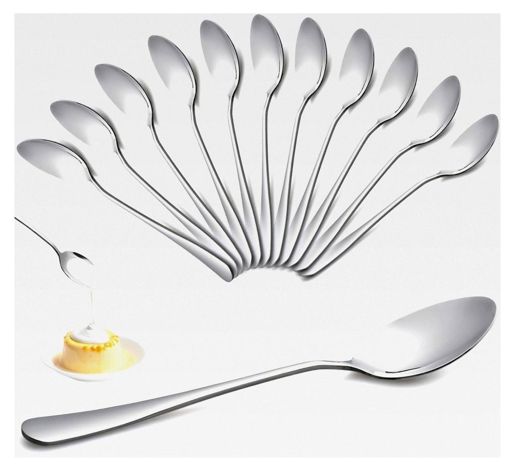 Teelöffelset 12 Stück, Kaffeelöffel aus Edelstahl, Kleine Löffel, Länge 17 cm, Dessertlöffel, Eierlöffel, Spülmaschinenfest, für Haushalt,...