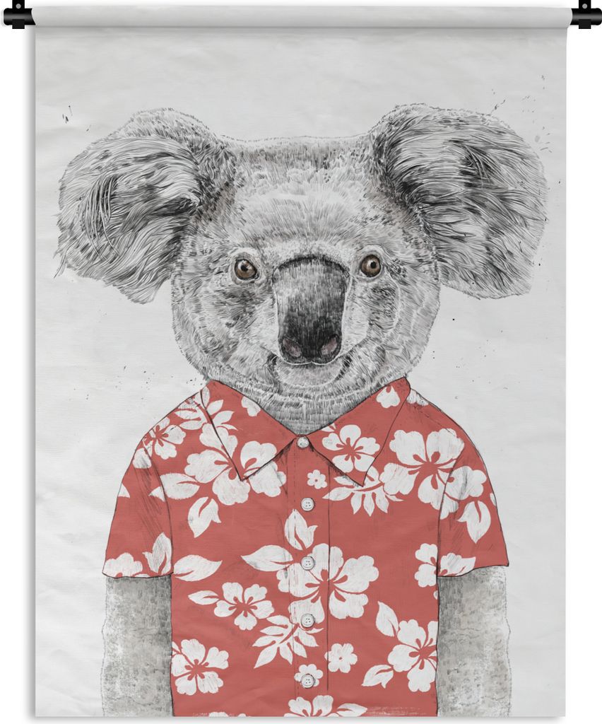 MuchoWow Wandteppich Wandbehang Koala - Sommer - Blumen - Bluse 90x120 cm Tapisserie Dekoration Wandtuch - Wanddeko