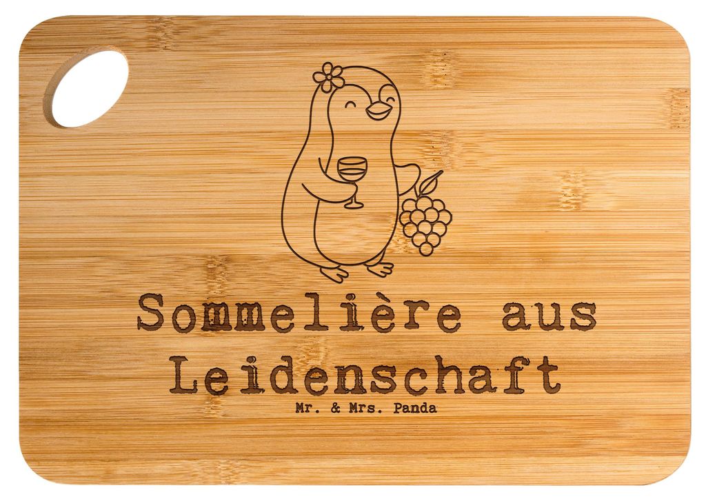 Mr. & Mrs. Panda Holzbrett Sommelière Leidenschaft - Transparent - Geschenk, Brett, Schneidbrett Küche, holzschneidebrett, Frühstücksbrett, Sch...