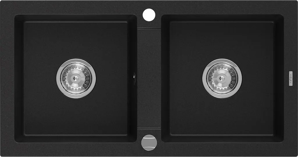 Mexen Mario Lavello Granito 2 Vasche 82cm Nero Sifone Cromato 6504822000-77