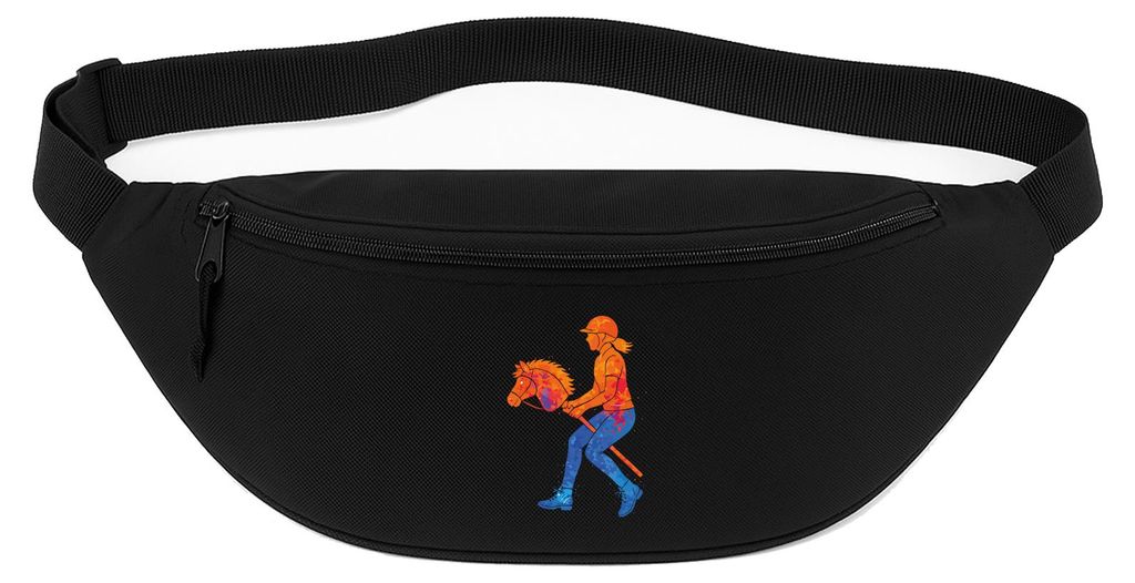 Huuraa Bauchtasche Hobby Horsing bunte Silhouette 2,5 Liter Black Polyester Crossbody Bag Geschenkidee