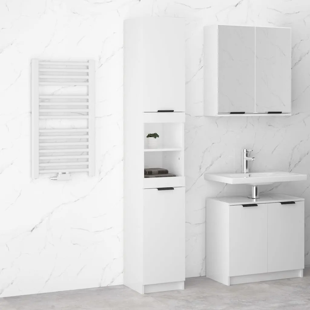 Pratico mobile da bagno bianco lucido 32x34x188,5 cm in legno composito - armadi a specchio ,mobili di design 6734960 1pacco