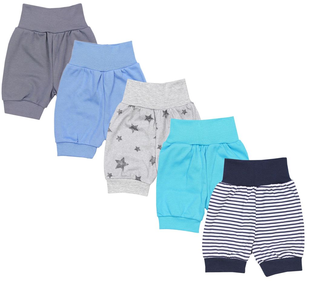 TupTam Unisex Baby Pumphose Sommershorts Baumwolle 5er Pack, Farbe: Junge 3, Größe: 86/92