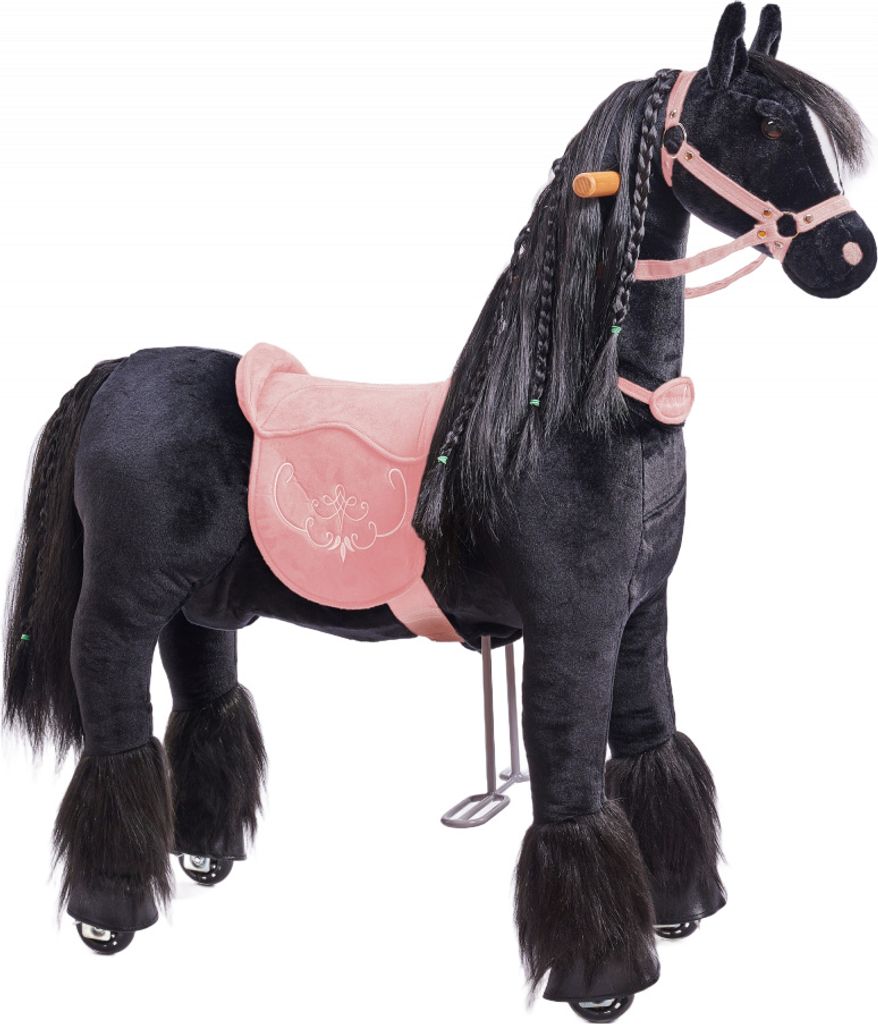 Mechanický jezdící kůň Ponnie Ebony M s růžovým sedlem Obrázek produktu 