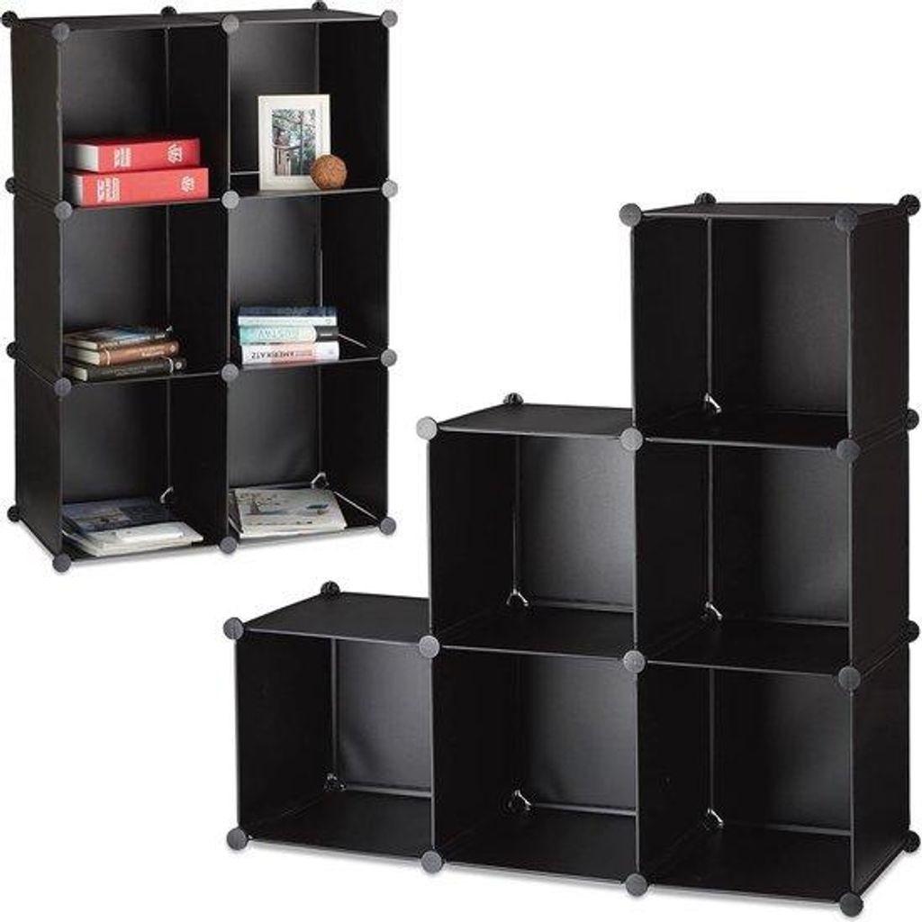 Opbergschrank mit 6 Fächern als Raumteiler - Ideal für Spielzeug, Schuhe und Bücher - 110 x 110 x 35 cm - Schwarz