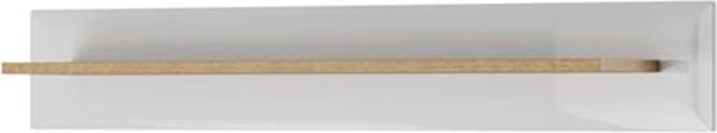 BETTSO Wandregal Hängeregal Wandboard Bücherregal gerade für Wohnzimmer Schlafzimmer Büro NODIS 107 cm Weiß mit Braun Eiche