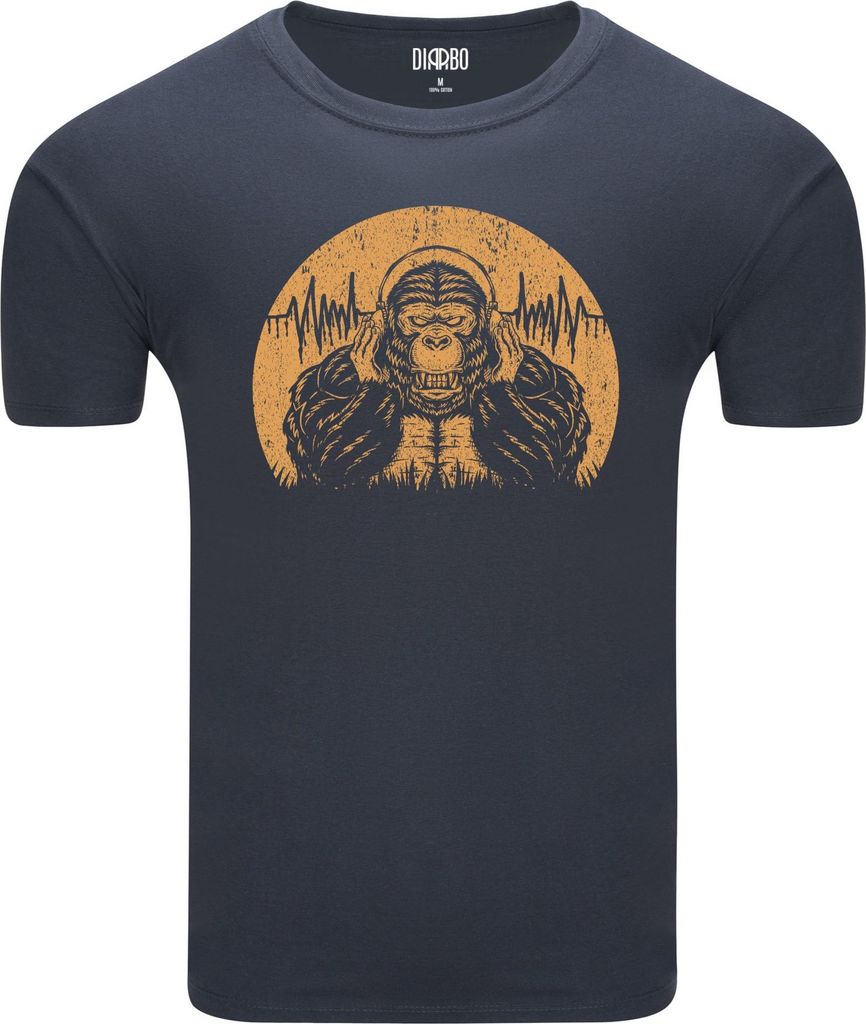 Diarbo Herren T-Shirt mit Lustiger Druck Gorilla Tune Dunkelgrau Gr.XL