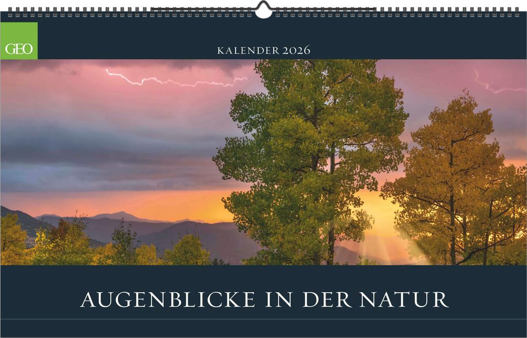 GEO - Augenblicke in der Natur 2026 - Wandkalender 58x36 cm, Poster-Kalender mit 12 Monatsblättern, deutschem Kalendarium & Spiralbindung, Reise- ...