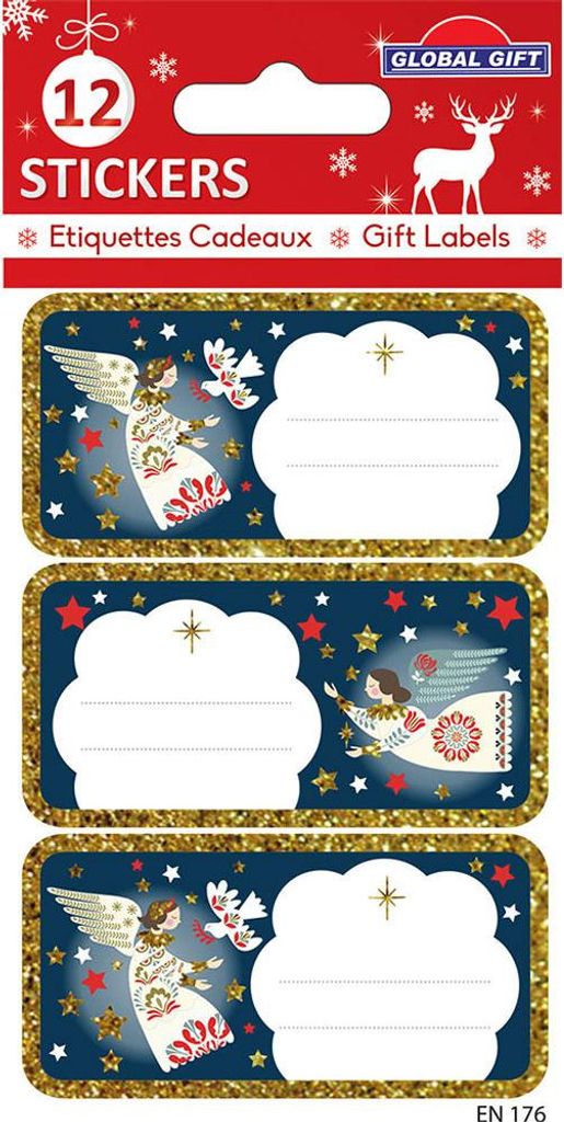 12 weihnachtliche Klebeetiketten - Weihnachtsengel