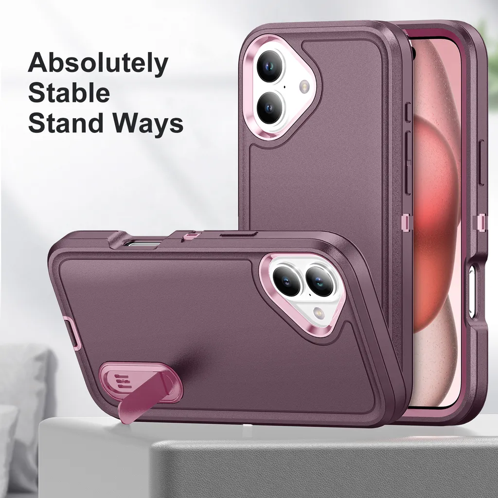 Cover Rugged iPhone 16 Viola: Test Caduta e Supporto Kickstand - 6