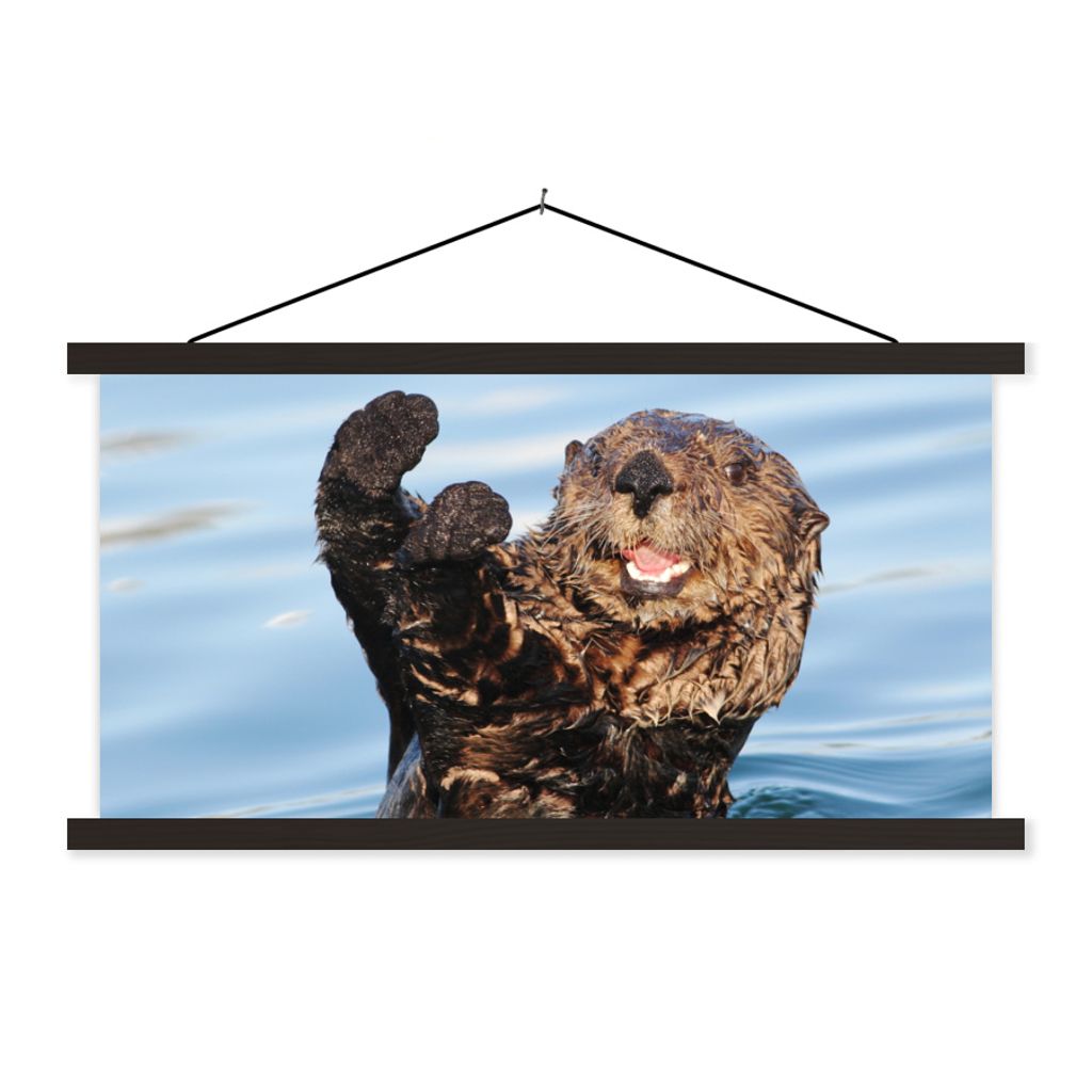 MuchoWow Textilposter Otter im Wasser 90x45 cm mit schwarzem Rahmen - Klemmleisten
