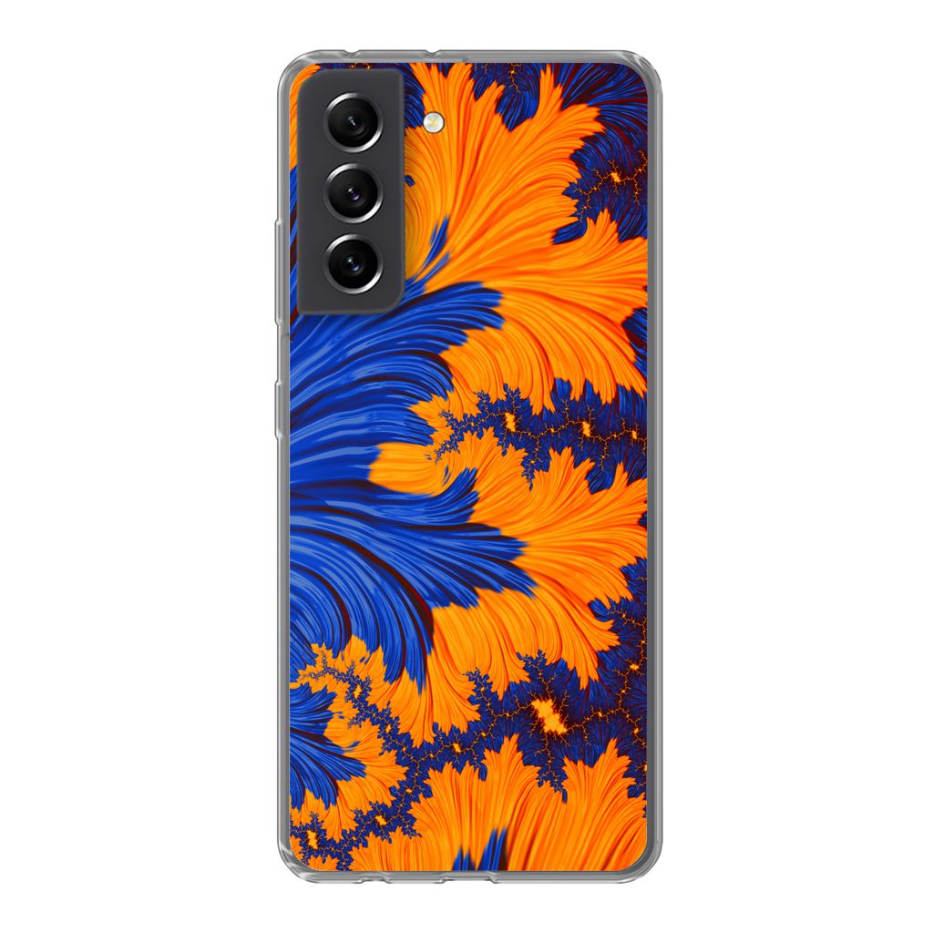 MuchoWow Handyhülle Schutzhülle Hülle für Samsung Galaxy S21 FE Blätter - Kunst - Psychedelisch Silikon Softcase Handy Hülle - Mobiltelefon...