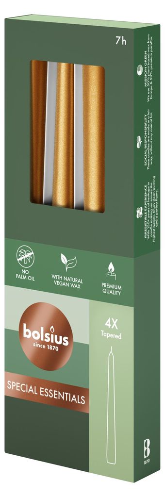 Zlaté metalické svíčky 4 kusy Obrázek produktu 
