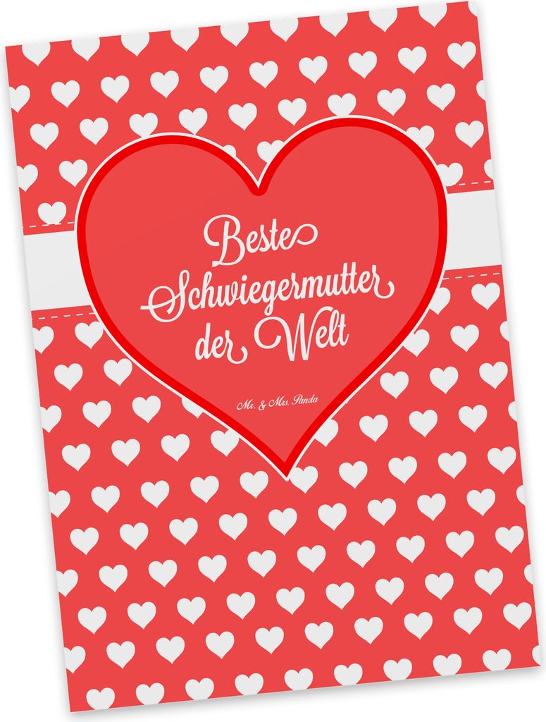 Mr. & Mrs. Panda Postkarte Schwiegermutter - Geschenk, Dankeschön, Grußkarte, Mutter des Ehepartners, Postkarten, angeheiratet, bildkarte, Schwie...