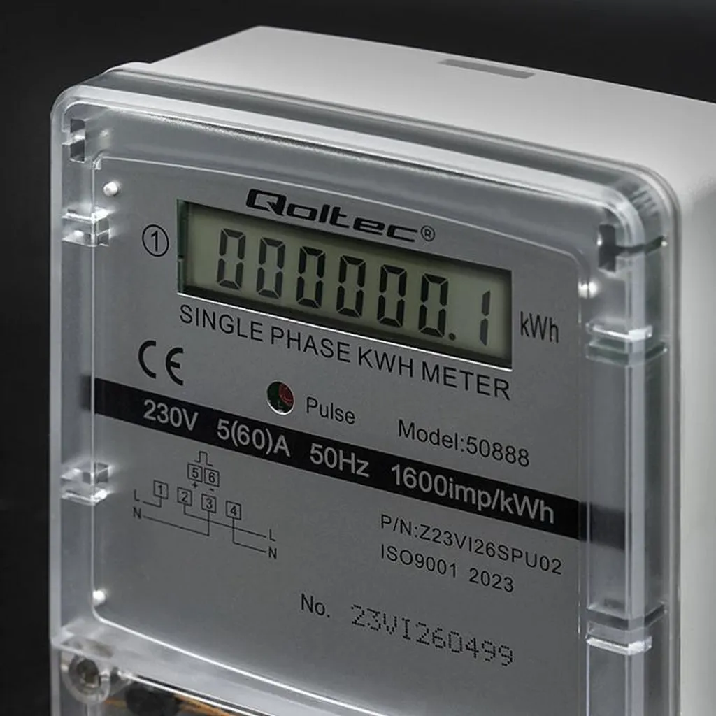 Compteur électrique LCD 230V Qoltec haute précision et format compact