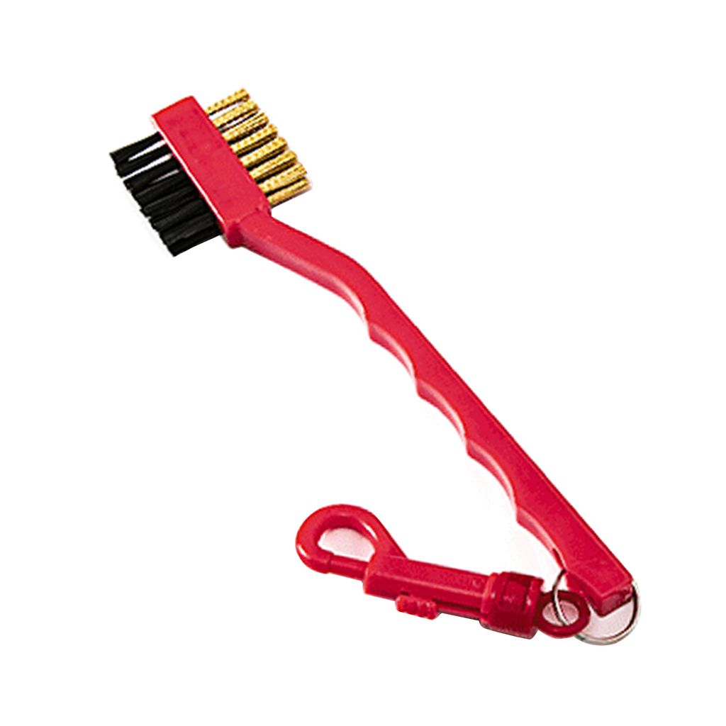 Golf-Reinigungsbürste, verschleißfest, tragbar, rutschfester Griff, multifunktional, bequemer Griff, Schmutzentfernung, Nylonborsten, doppelseiti...