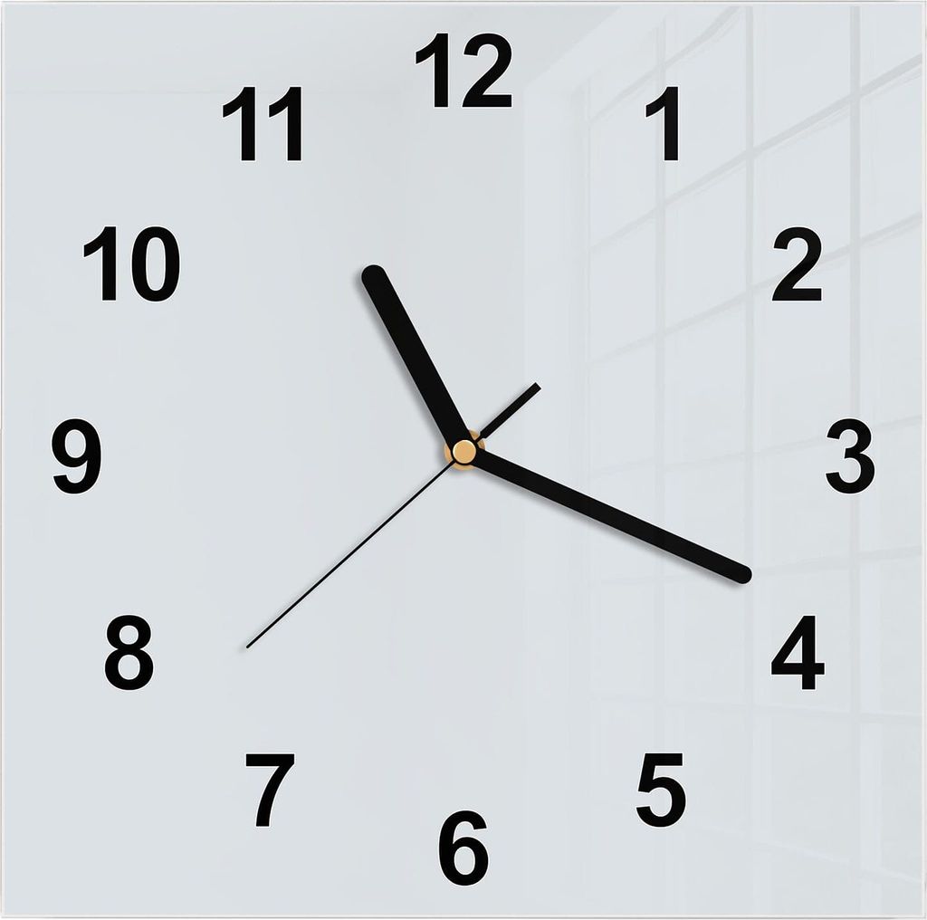 Wanduhr aus Glas mit Motiv Hellgrauer Hintergrund- 30 x 30 cm - inkl. Aufhängesystem
