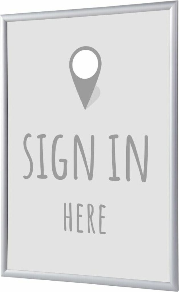 Showdown Klapprahmen - DIN A1 - Komplett-Set - Sign In Here Englisch - Grau/Silber