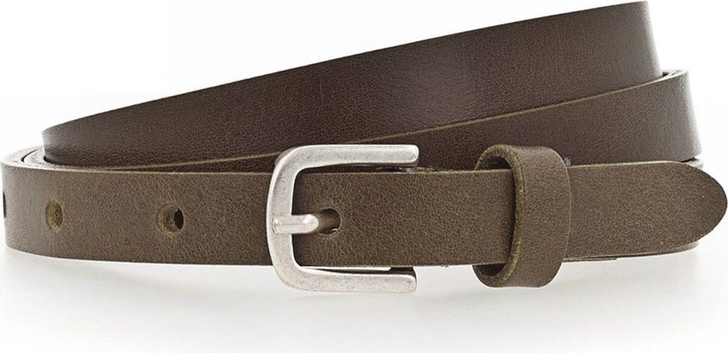 Vanzetti Damen Gürtel - schmaler Ledergürtel, Metall Schnalle Grün 65 cm