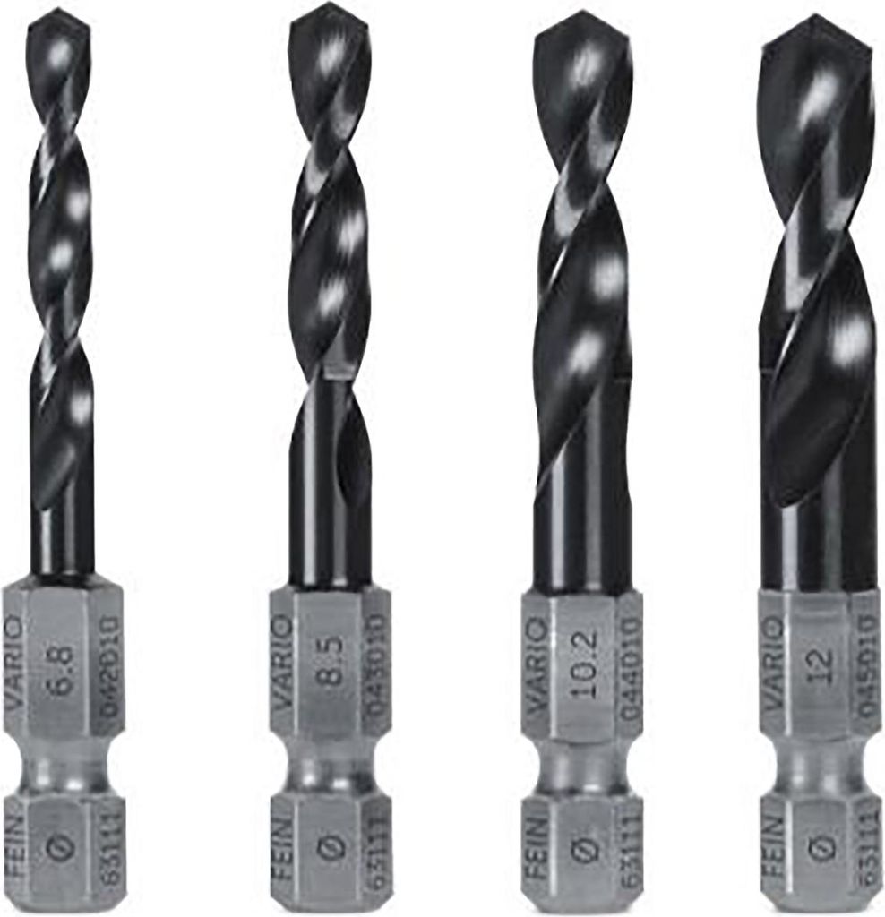 Fein VARIO Spiralbohrer Set, in 4 verschiedenen Größen, aus HSS Material