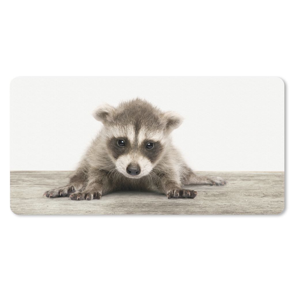 MuchoWow Schreibtischunterlage Waschbär - Tiere - Jungen - Mädchen 80x40 cm - XXL Mauspad - Gaming Mauspad