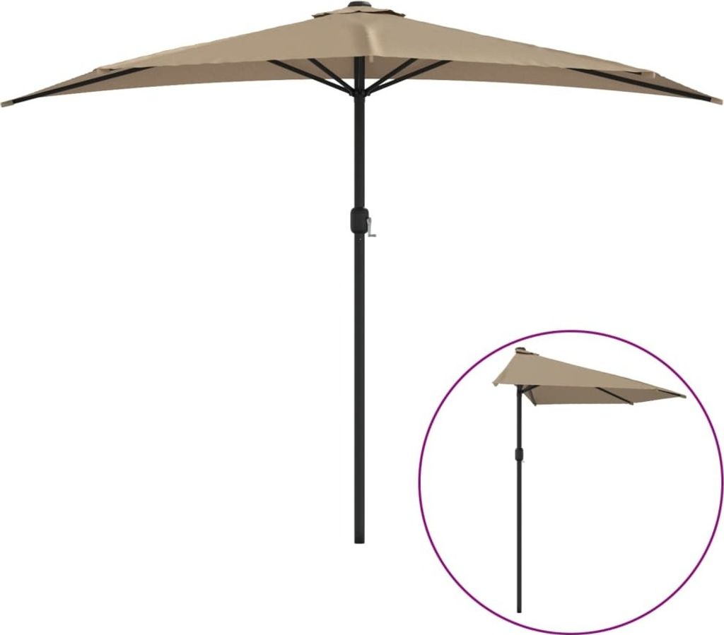 vidaXL Ombrellone da balcone con palo in alluminio Taupe Immagine del prodotto 