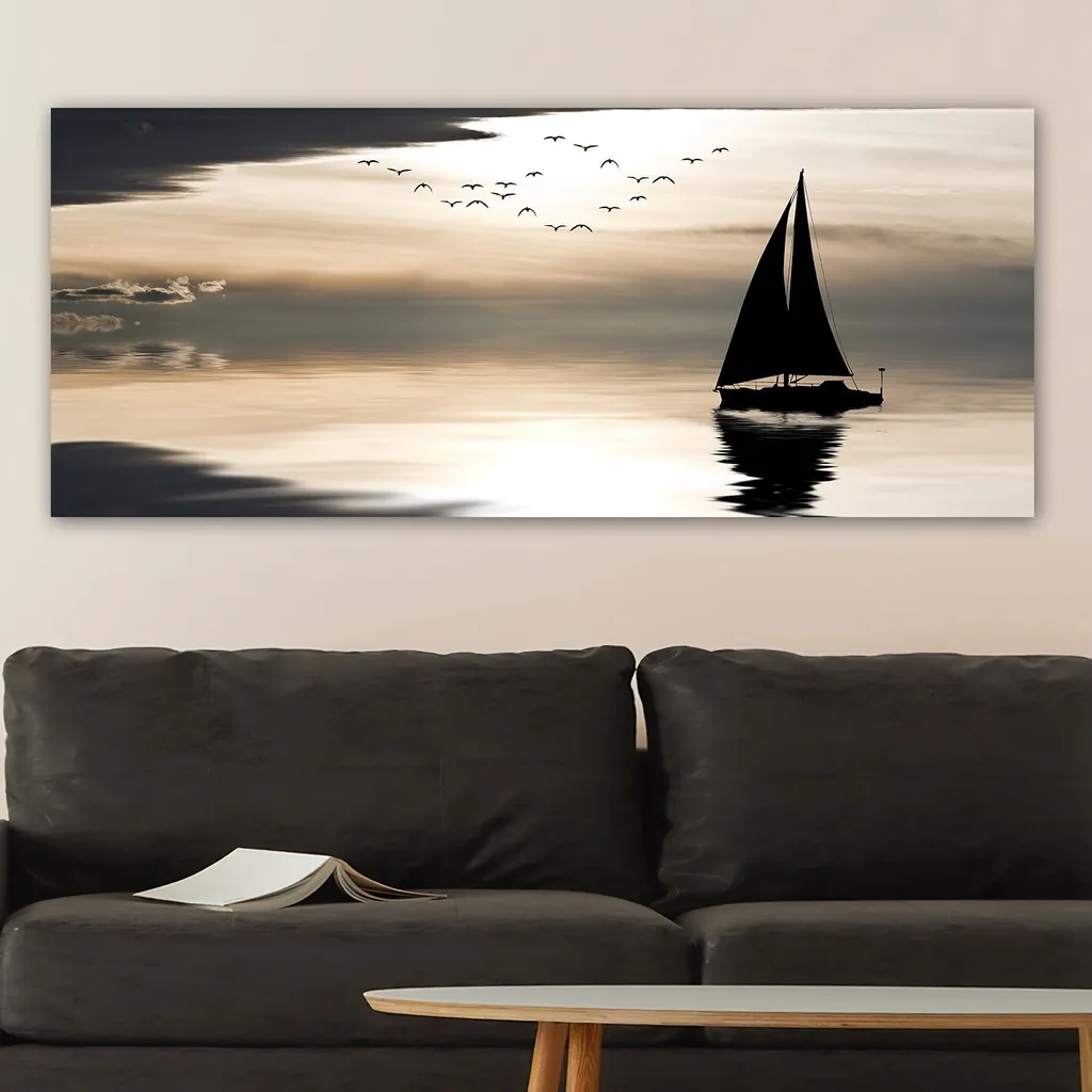 Tableau coloré 100% toile Wallity 50 x 120 cm pour salon design chic
