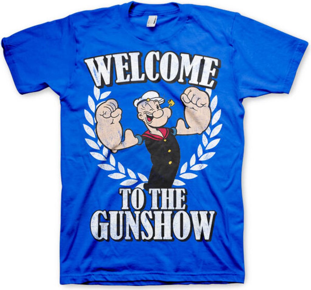 Popeye - Welcome To The Gunshow T-Shirt - Small - Blue