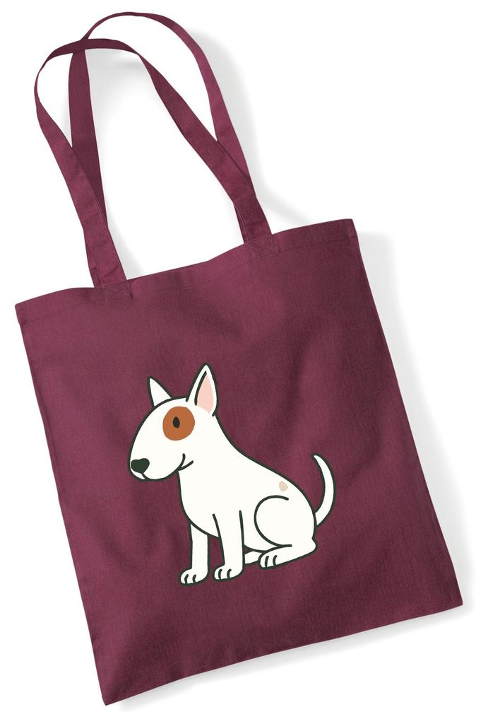 Huuraa Jutebeutel Bullterrier Comic Bulli 10 Liter Burgundy Baumwolle Tasche Geschenkidee
