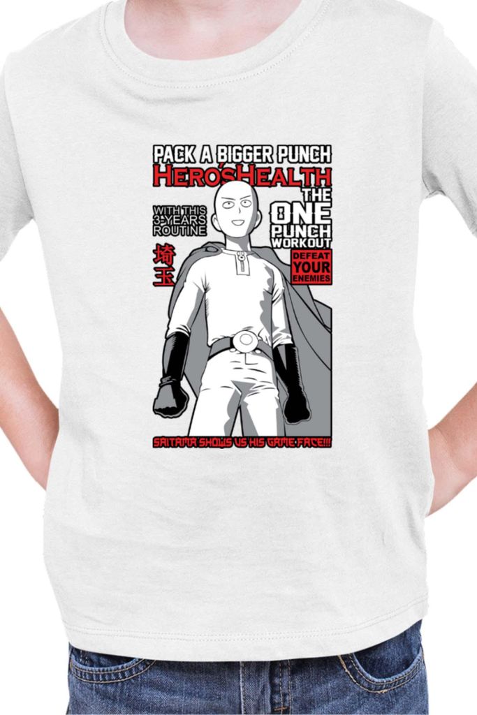 Kinder T-Shirt Manga Japan Anime Comics Animation One manga Punch Anime Man 048, 3-4 Jahr - 104 / Weiß