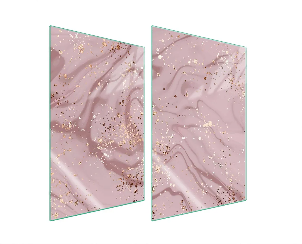 Set 2 Copri Fornelli 35x52 Vetro Marmo Rosa | Protezione e Tagliere