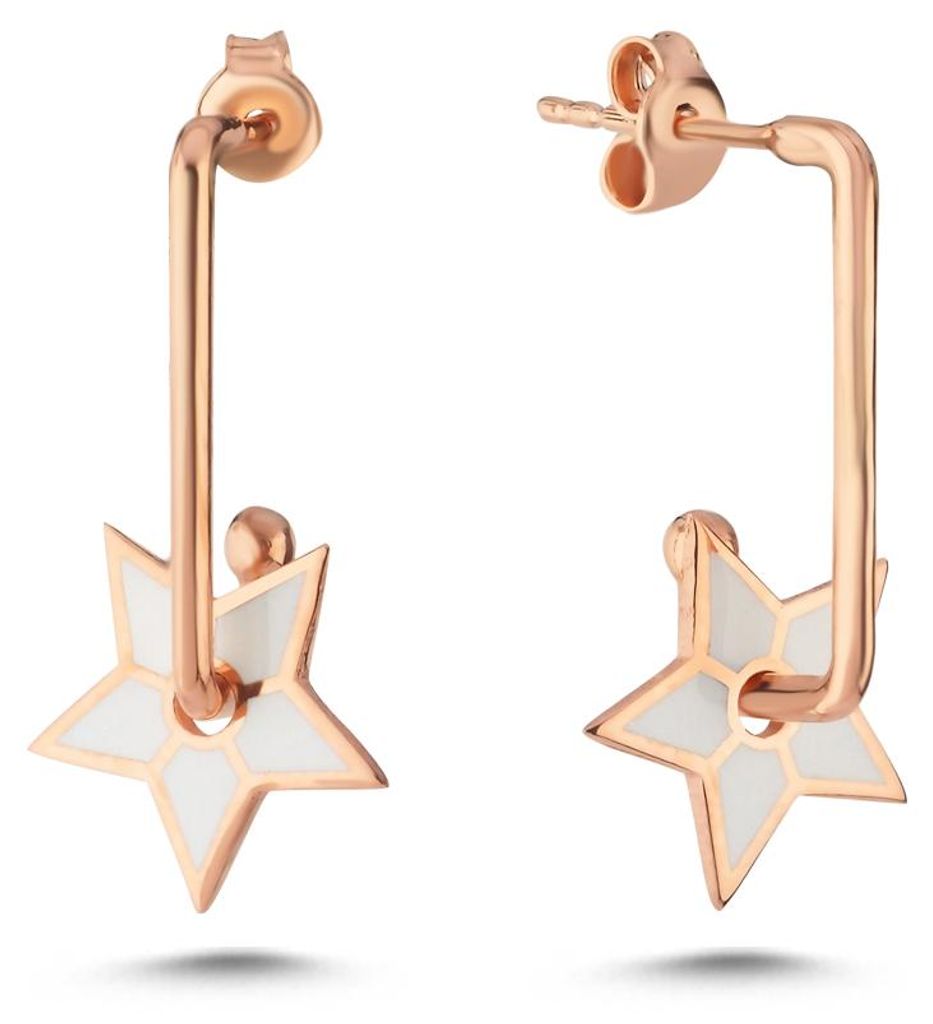 Stern Ohrringe 925 Sterling Silber Emaille Rosegold Vergoldet Damen