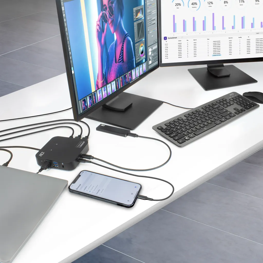 Docking Station USB-C Double Ecran HDMI 4K pour Ordinateur Portable ACT - 13