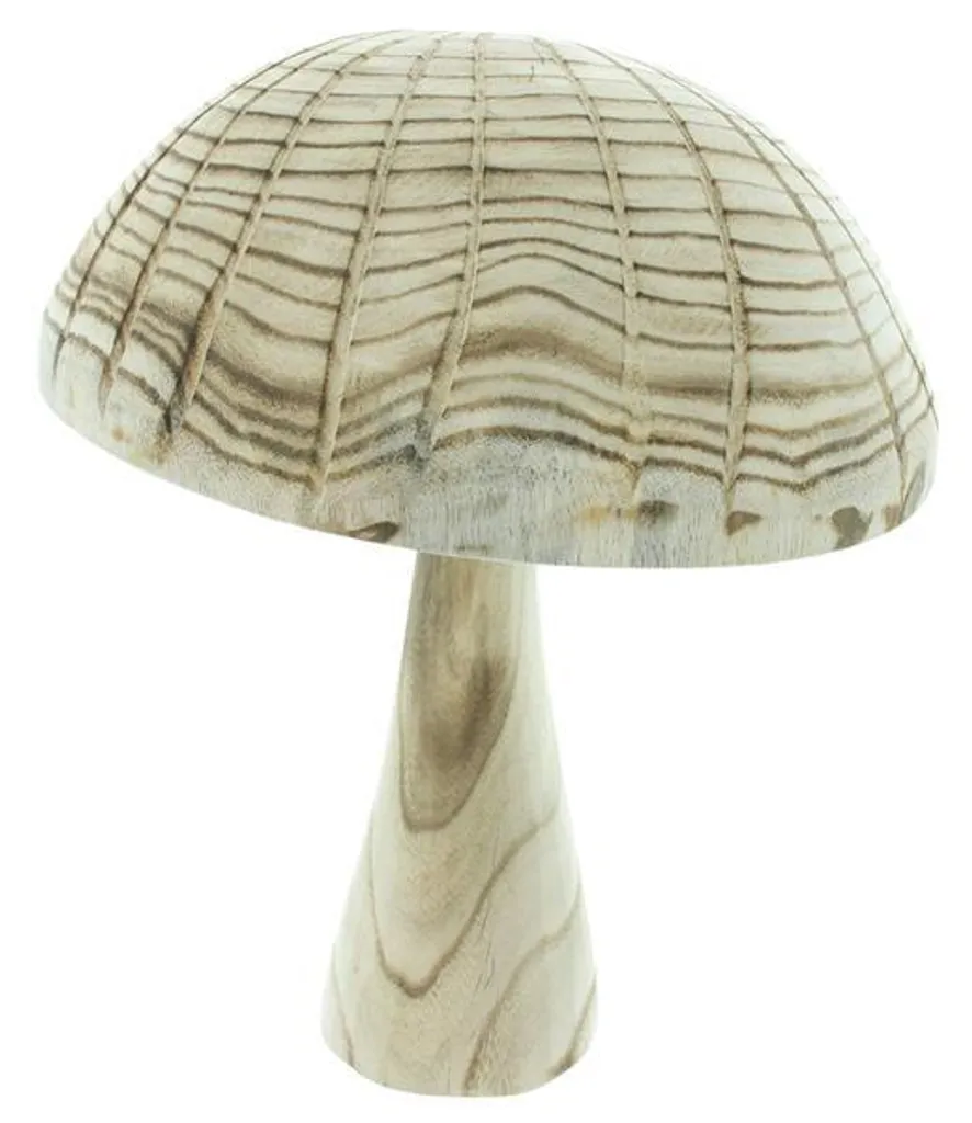 Champignon en bois géant 35 cm style Parasol - Déco bois naturel d'automne
