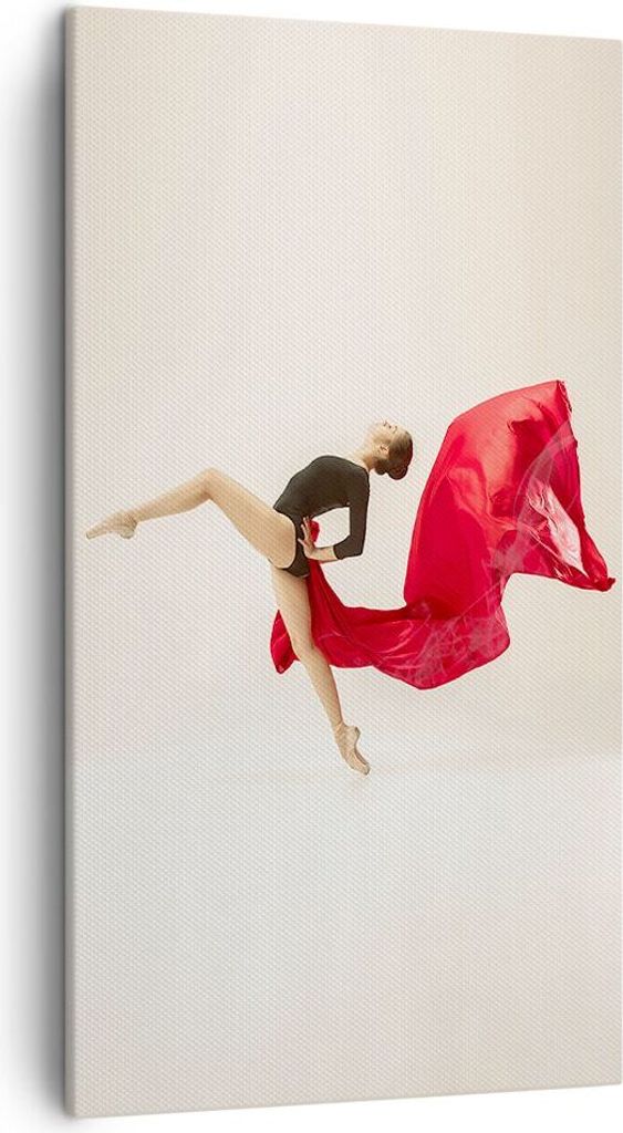 Bild auf Leinwand - Leinwandbild - Einteilig - Ballerina Tanz Rot - 45x80cm - Wand Bild - Wanddeko - Wandbilder - Leinwanddruck - Bilder - Wanddeko...