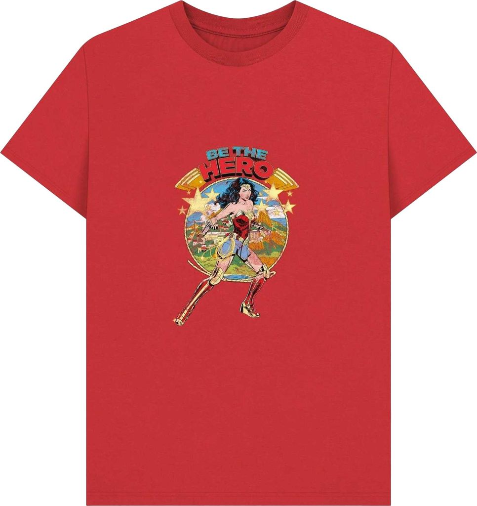 Wonder Woman - "Be The Hero" T-Shirt für Herren/Damen Uni, Baseball PN1741 (M) (Rot)