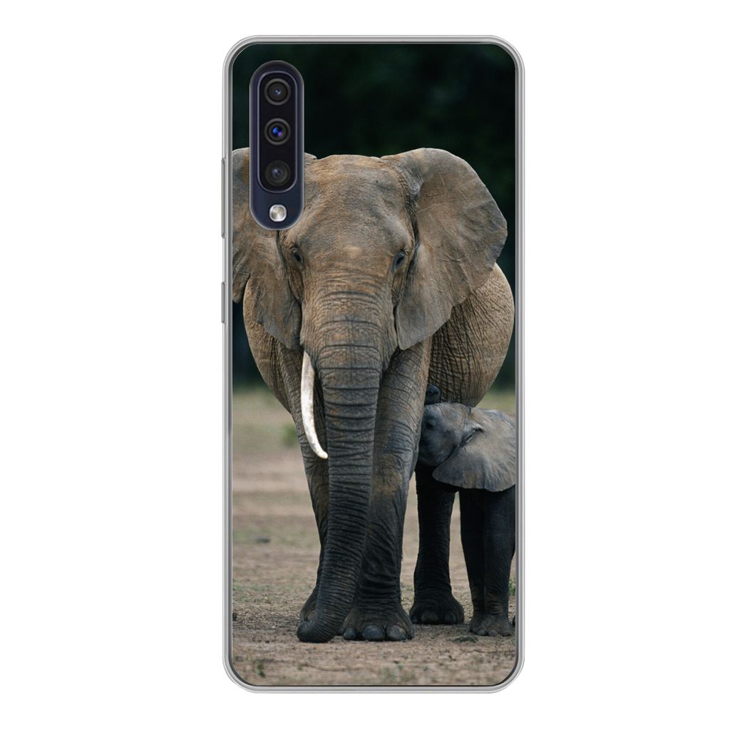 MuchoWow Handyhülle Schutzhülle Hülle für Samsung Galaxy A50 Elefant - Tiere - Flachland - Natur Silikon Softcase Handy Hülle - Mobiltelefon...