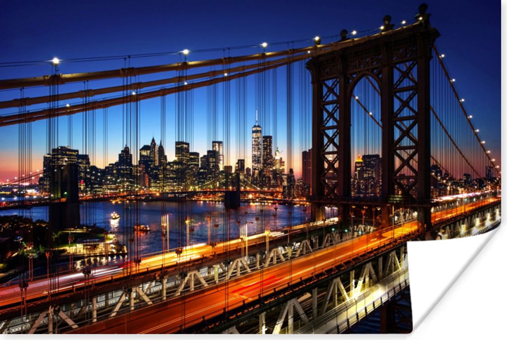 MuchoWow Poster Brücke - Nacht - Architektur - USA 90x60 cm - Schlafzimmer