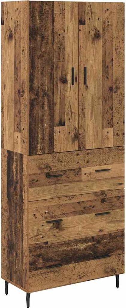 Highboard mit Schubladen 2 pcs Altholz Engineered Wood und Glas