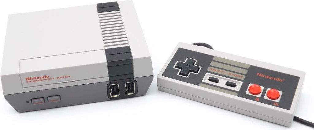 A Nintendo NES Classic Mini console and controller are displayed on a white background.