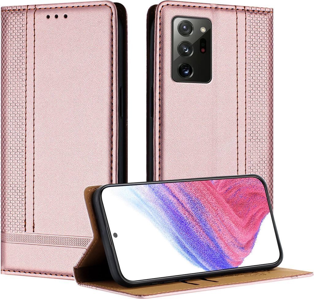 Handyhülle für Samsung Galaxy Note 20 Leder Flip Klappbare Schutzhülle mit Standfunktion Pink