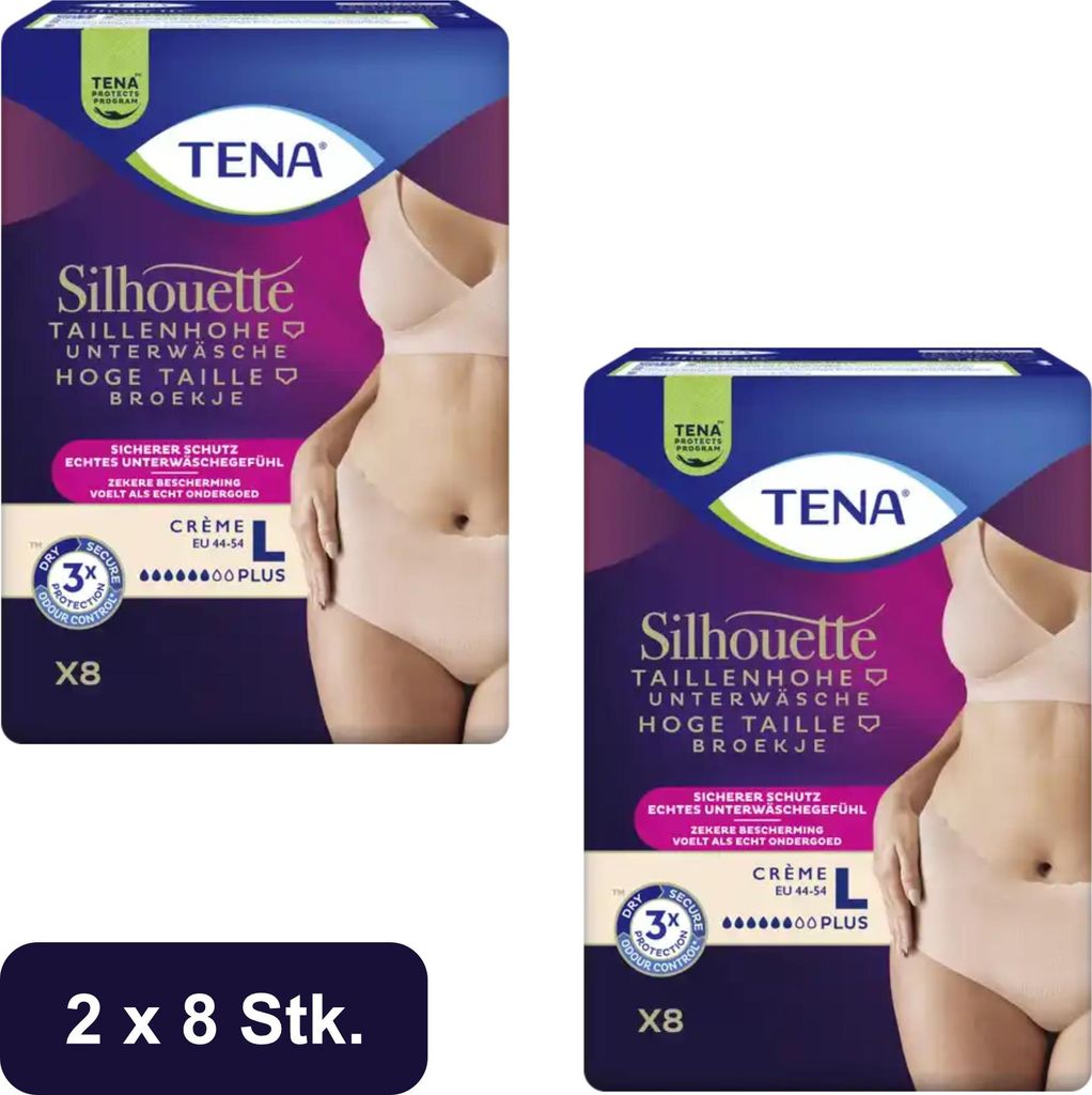 TENA - Silhouette Plus Crème  L - 2x8 Stk. Produktbild 