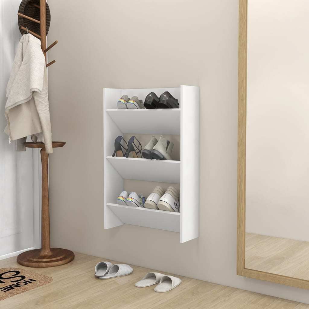 CLORIS Wand-Schuhschrank Weiß 60x18x90 cm Holzwerkstoff, 9,5 kg