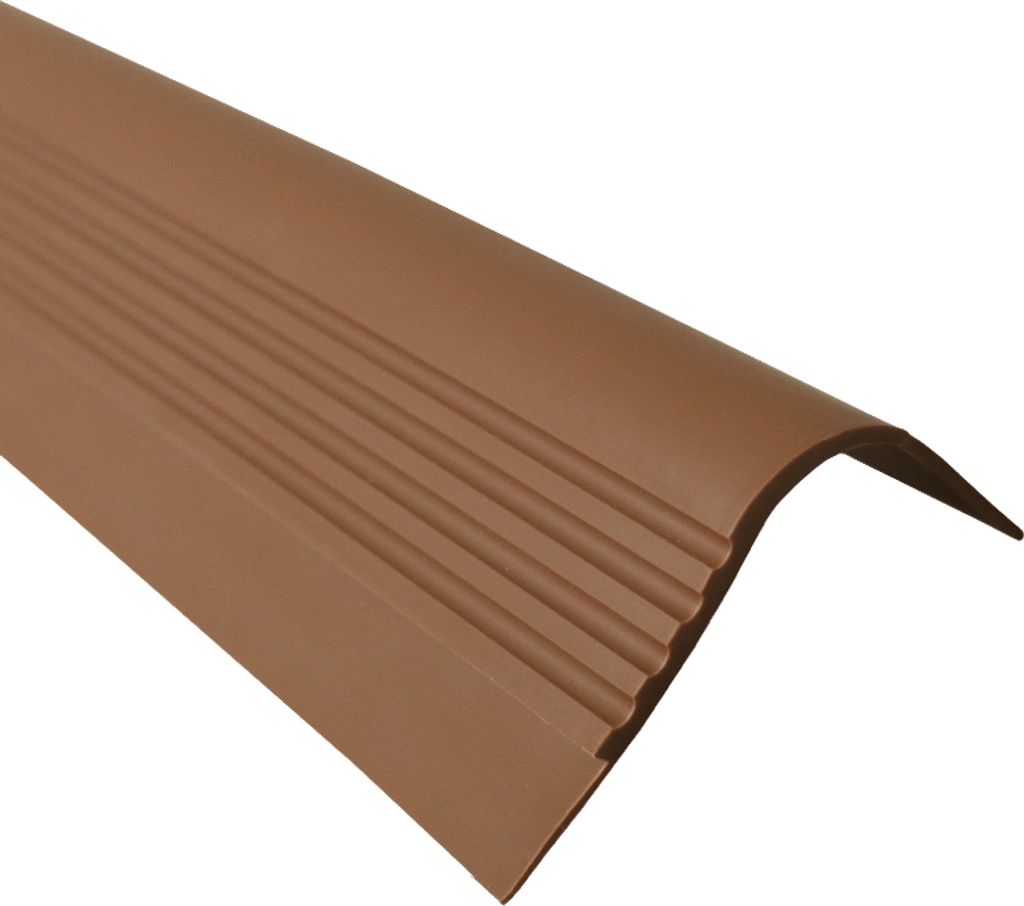 QUEST Treppenkantenprofil 40x42mm, 1.5m, Treppenprofil PVC für Treppenstufen, Treppenkantenschutz mit Rillen, Antirutsch, RDT, bronze