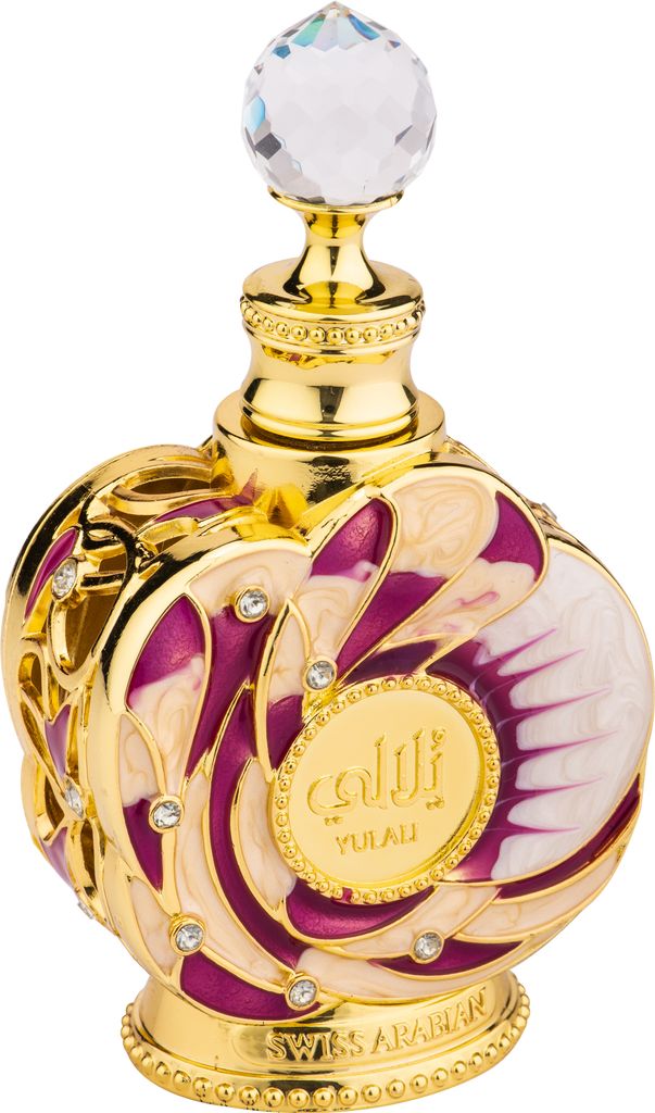 A close-up studio shot of a decorative perfume bottle.